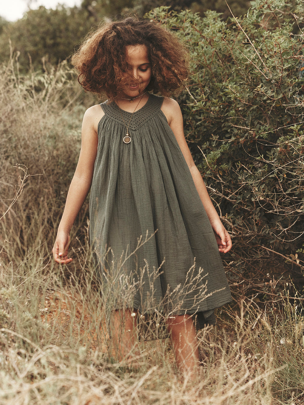 Khaki Eleni Kids Dress